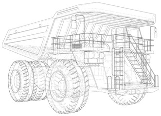 Big mining truck. EPS10 format. Wire-frame style. Vector created of 3d.