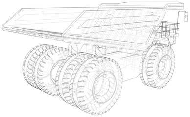 Big mining truck. EPS10 format. Wire-frame style. Vector created of 3d.