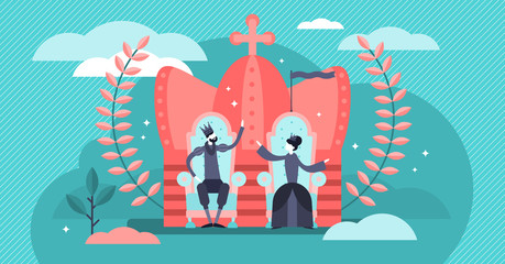 Monarchy vector illustration. Flat tiny government authority person concept