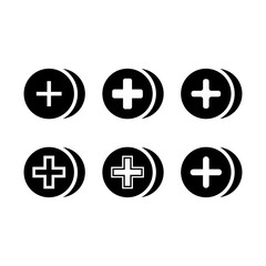 plus and positive in round buttons illustration