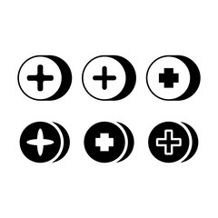 Fototapeta premium plus and positive in round buttons illustration