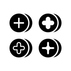 Fototapeta premium plus and positive in round buttons illustration