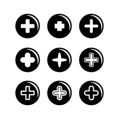 Fototapeta premium plus and positive in round buttons illustration