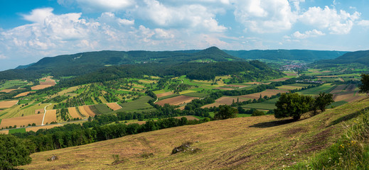 View from Top of the Limburg Mountain down to Weilheim Teck and Neidlingen Landscape  which is part of Baden Württemberg area