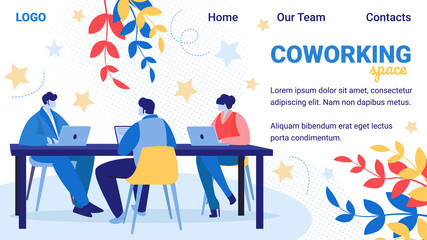 Coworking Group of Creative Men and Women Banner