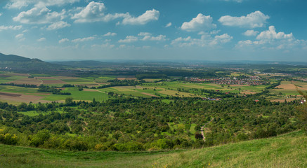 Fototapeta na wymiar View from Top of the Limburg Mountain down to Weilheim Teck and Neidlingen Landscape which is part of Baden Württemberg area