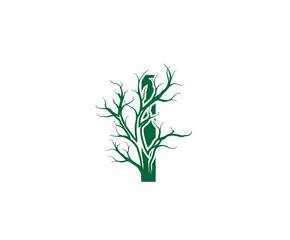 Fototapeta na wymiar Abstract Letter I Nature Nature Dead Tree Logo Icon. 