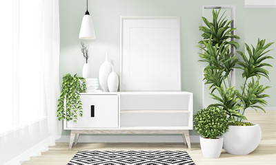 Cabinet wooden minimal japanese design on room modern zen design.3D rendering