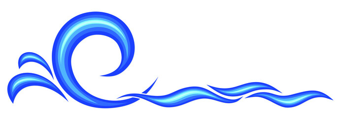 The blue sea with a big wave symbol.