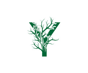 Fototapeta na wymiar Abstract Letter Y Nature Nature Dead Tree Logo Icon. 