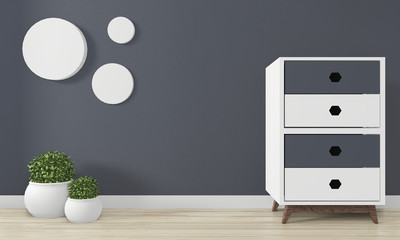 Mini cabinet japan minimal design and mock up decoration on zen room interior design.3D rednering