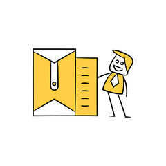 businessman and mail yellow stick figure design