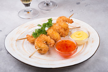 Beer snacks served on a plate