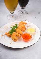 Beer snacks served on a plate