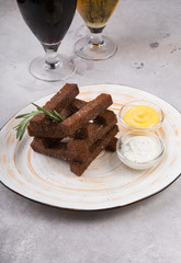 Beer snacks served on a plate