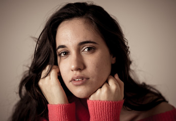 Young attractive latin woman posing looking sensual and beautiful. Beauty concept and lifestyle