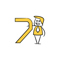 businessman and number yellow stick figure illustration