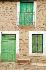 Charming view of the exterior of a house of a village of the north of Spain, taken from the public sidewalk