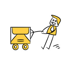 businessman pull mail yellow stick figure design