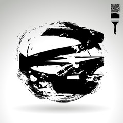 Black brush stroke and texture. Grunge vector abstract hand - painted element. Underline and border design.