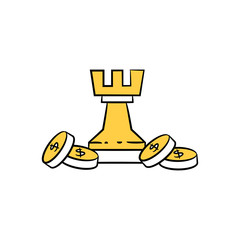 castle chess and dollar coin