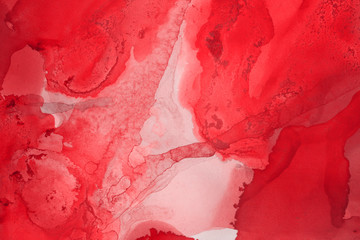Hand painted alcohol ink background. Abstract red blood texture. Contemporary feminine wallpaper. 