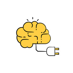 brain and plug for artificial intelligence concept