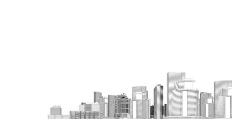 Modern architecture wireframe. Concept of urban wireframe. Wireframe building 3D illustration of architecture