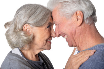 Close up portrait of happy senior couple