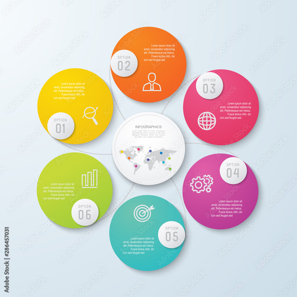 Aufkleber business infographic and data visualization. vector abstract infographics timeline design template. 