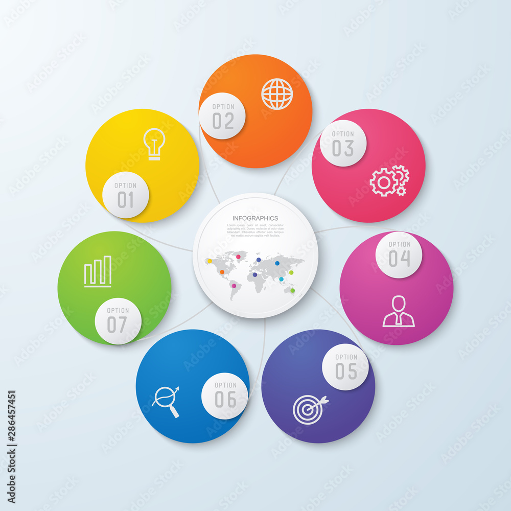 Aufkleber business infographic and data visualization. vector abstract infographics timeline design template. 