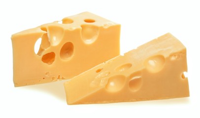 Pieces of Cheese, Isolated on White