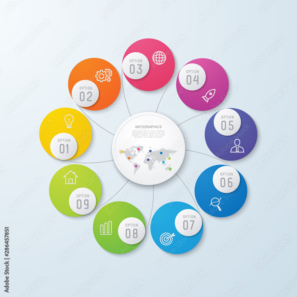 Aufkleber business infographic and data visualization. vector abstract infographics timeline design template. 
