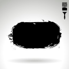 Black brush stroke and texture. Grunge vector abstract hand - painted element. Underline and border design.