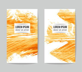 Naklejka premium Set of vector business card templates with brush stroke background.