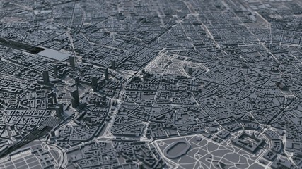 Milan city 3d map. 3d map of Milan city