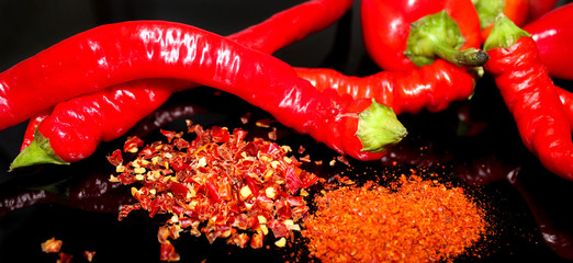Red hot pepper on a black background