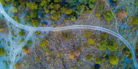 Aerial view of a dirt road in the Okavango Delta in Botswana in the dry season © BerndRolauffs