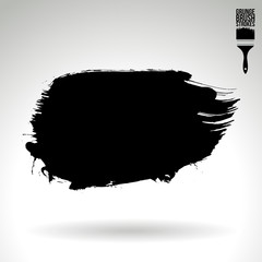Black brush stroke and texture. Grunge vector abstract hand - painted element. Underline and border design.