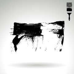 Black brush stroke and texture. Grunge vector abstract hand - painted element. Underline and border design.