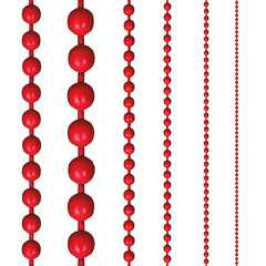 Collection of dark-red ball chain on isolated white background