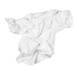 Crumpled white T-shirt on isolated white background