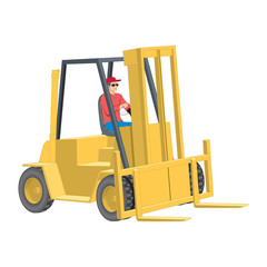 Man driving and controling the forklift illustration