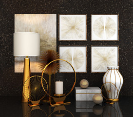 the decor in the interior (3d rendering)