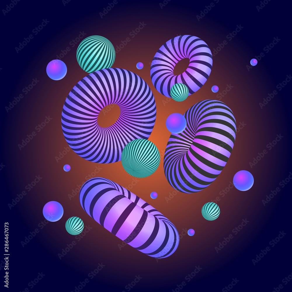 Poster abstract composition with 3d primitive geometric shapes. modern poster design template