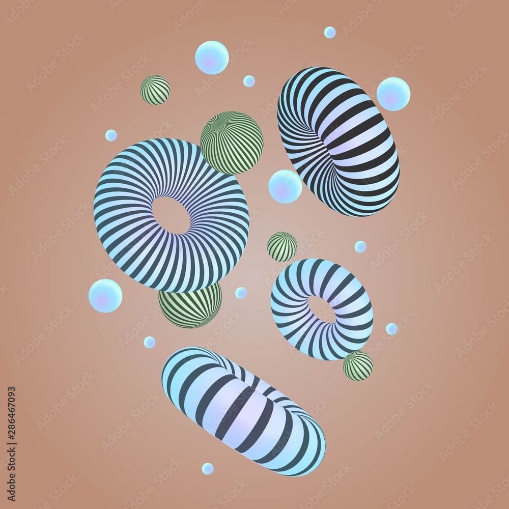 Poster abstract composition with 3d primitive geometric shapes. modern poster design template