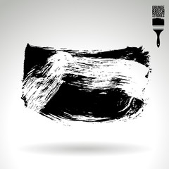 Black brush stroke and texture. Grunge vector abstract hand - painted element. Underline and border design.