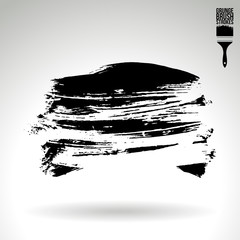 Black brush stroke and texture. Grunge vector abstract hand - painted element. Underline and border design.