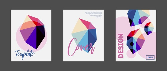 Geometric covers set. Abstract polygons composition in trendy colors. 