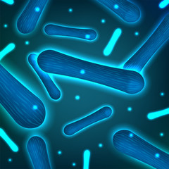 Blue probiotics bacteria background. Biological concept abstract backdrop